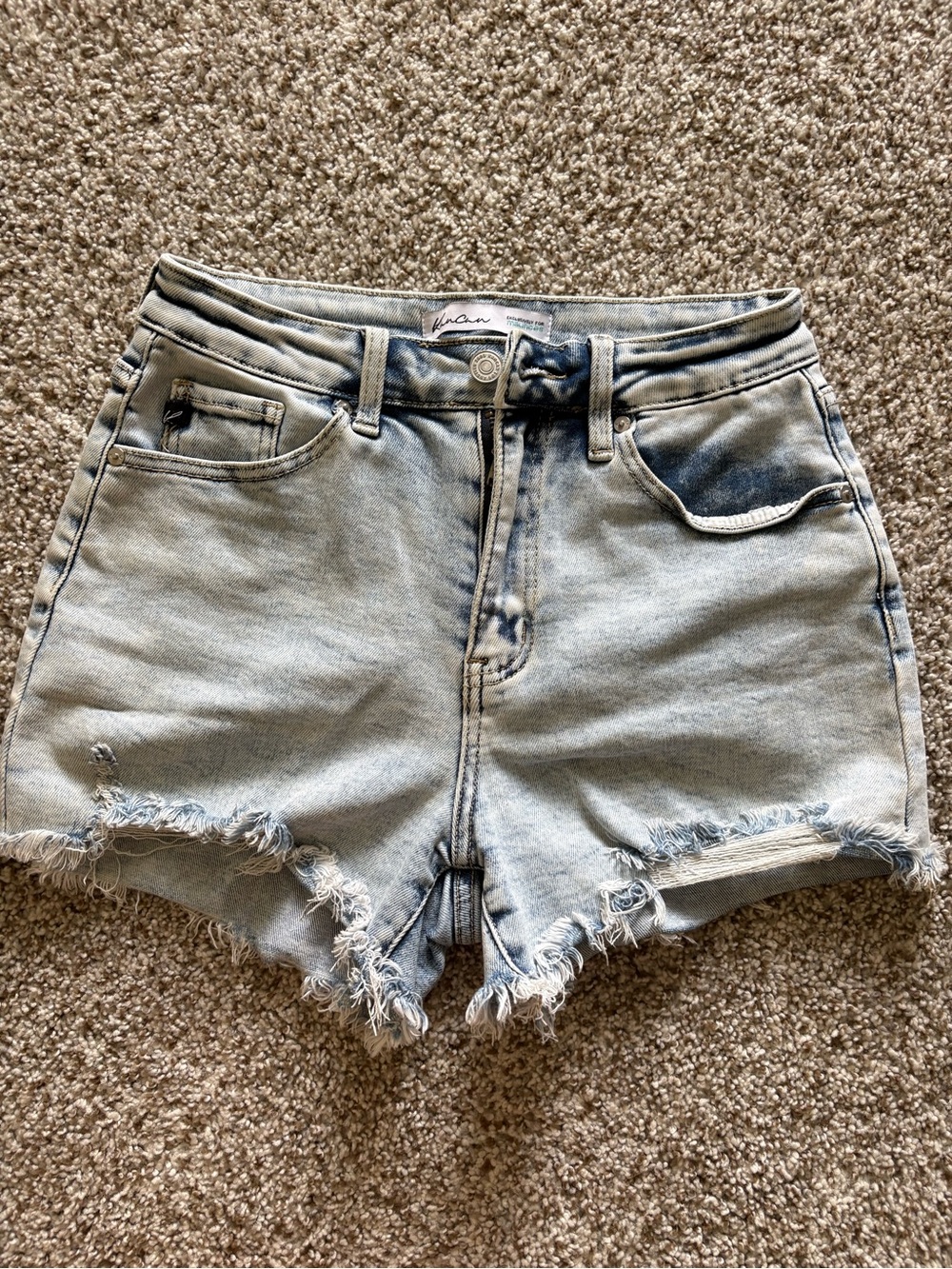 KanCan Light Blue Distressed Denim Shorts - Picture 1 of 3